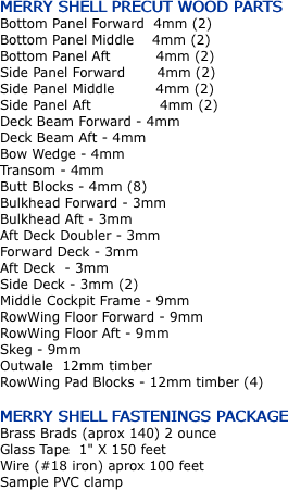 MERRY SHELL PRECUT WOOD PARTS